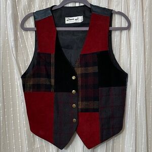 Patchwork Vest with Plaid and Solid Patterns